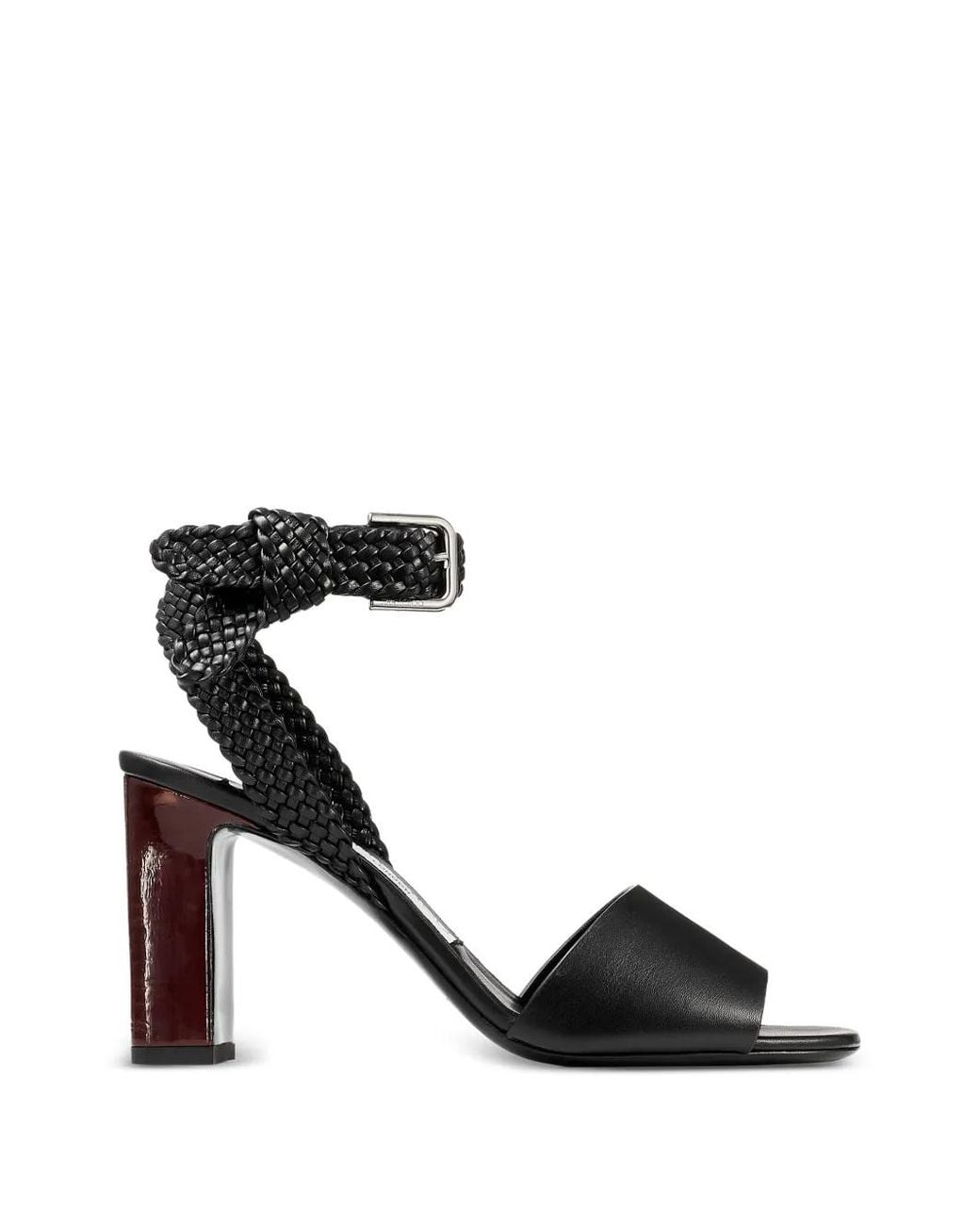 Jimmy Choo Black Rori 85 Braided Buckled Sandals