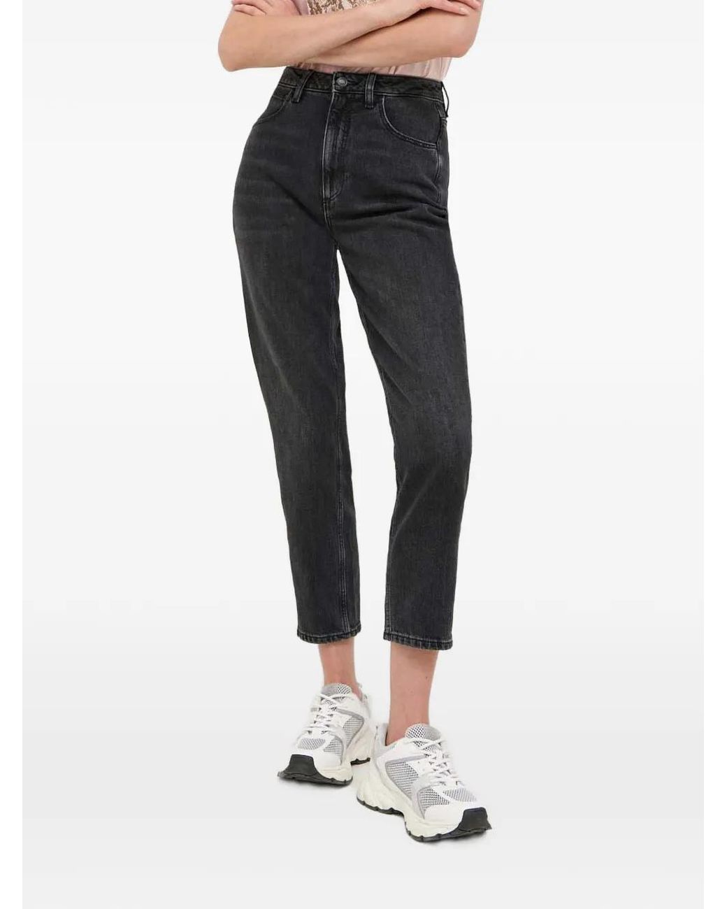 Guess Black Five-Pocket Logo-Patch Jeans