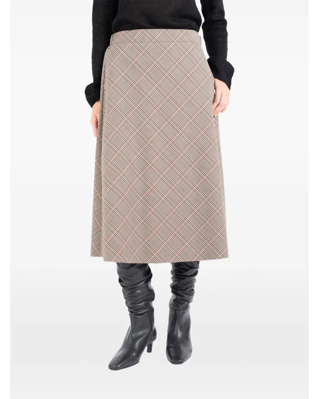 Societe Anonyme Natural Vero Checked Midi Skirt