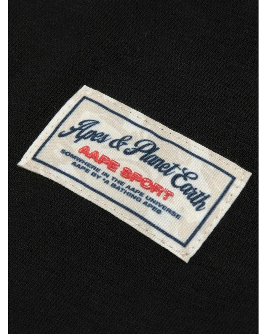 Aape By A Bathing Ape Black Letter-Patch T-Shirt for men