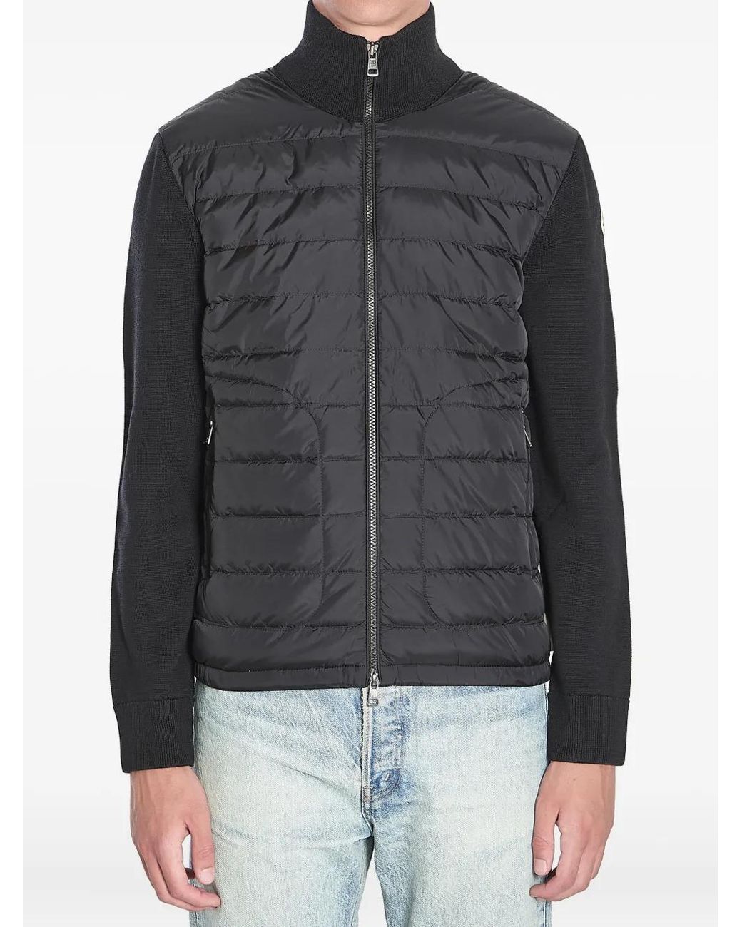 Moncler Black Logo Patch Padded Zip-Up Cardigan for men