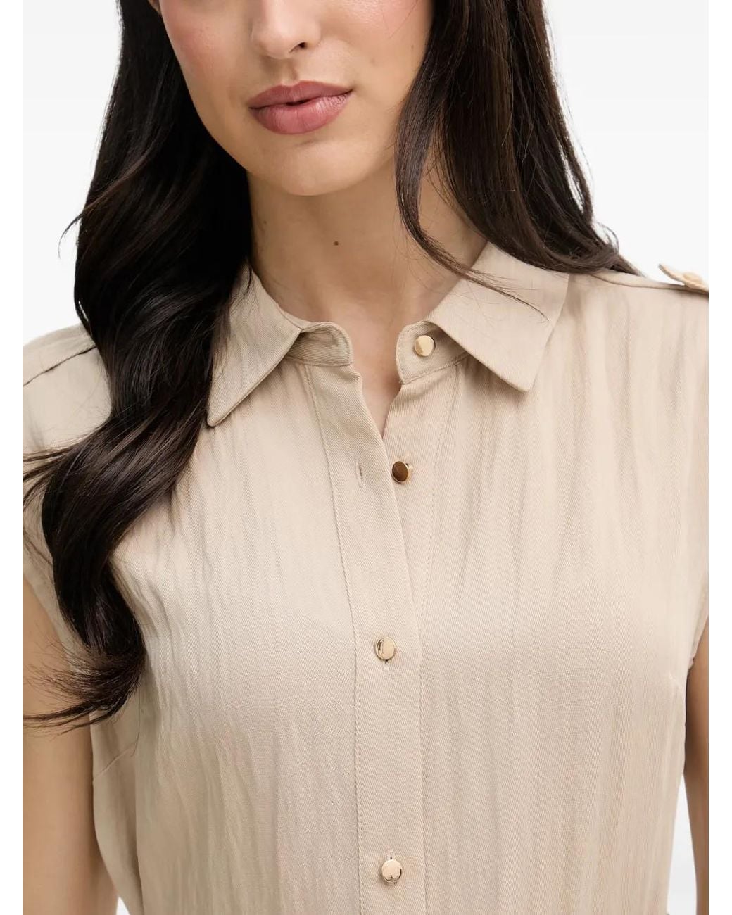 Joseph Ribkoff Natural Belted Button-Front Midi Dress