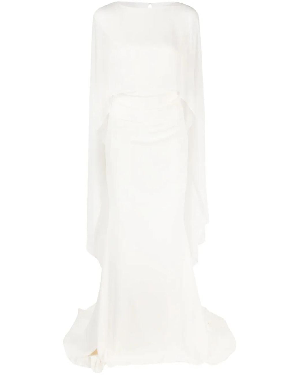 Talbot Runhof White Abendkleid Mit Meerjungfrauen-Print