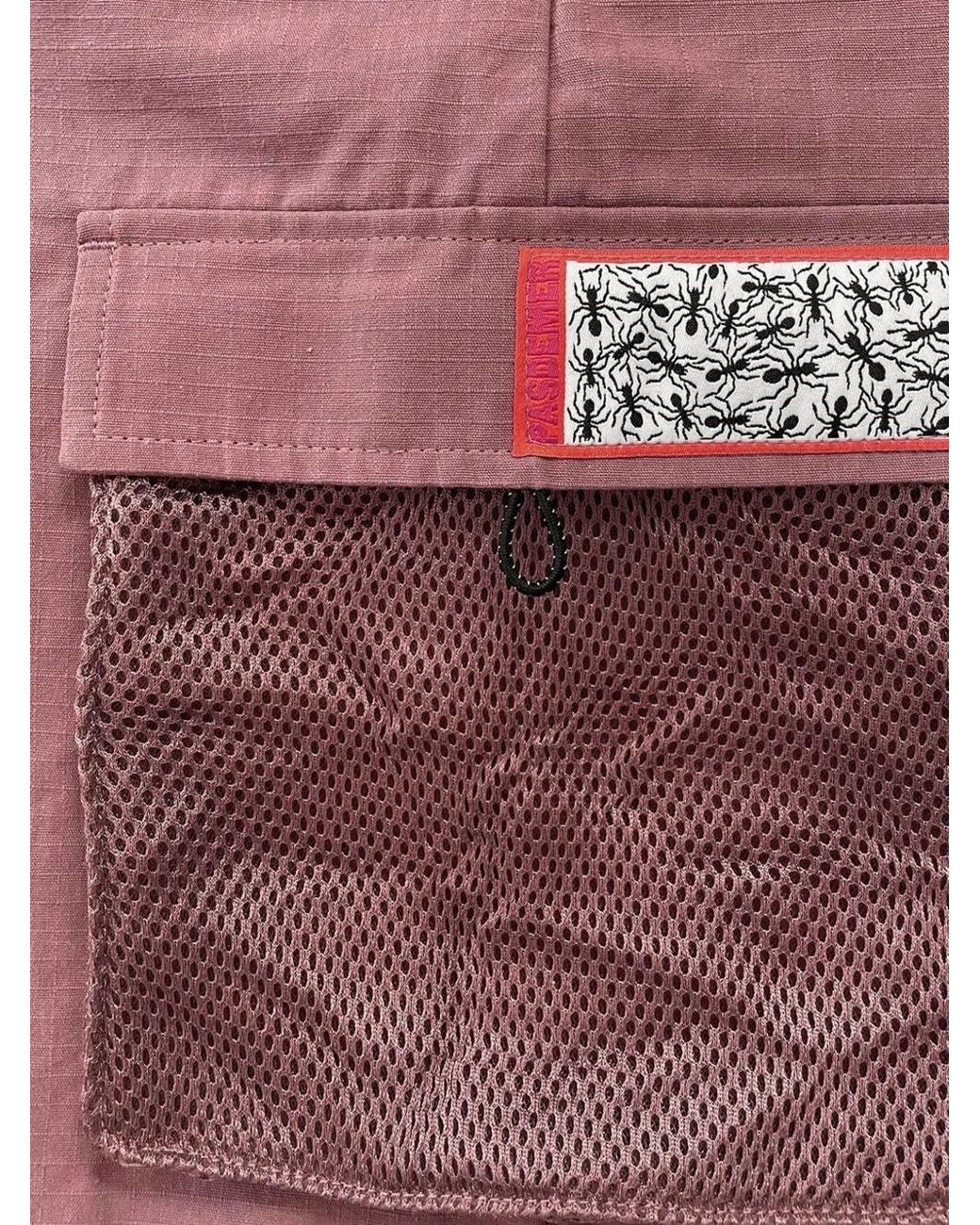 PAS DE MER Purple Caterpillar Mesh-Pocket Cotton Cargo Shorts for men