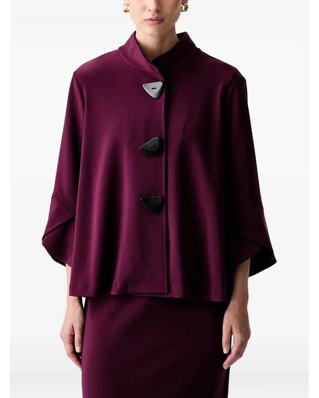 Joseph Ribkoff Purple Button-Up Flared Jacket