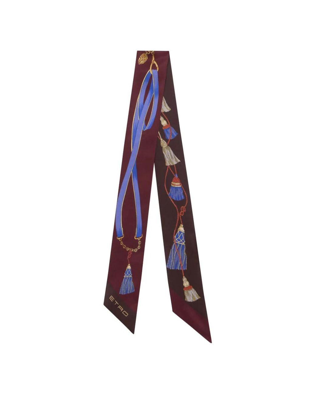 Etro Purple Tassel-Print Silk Scarf