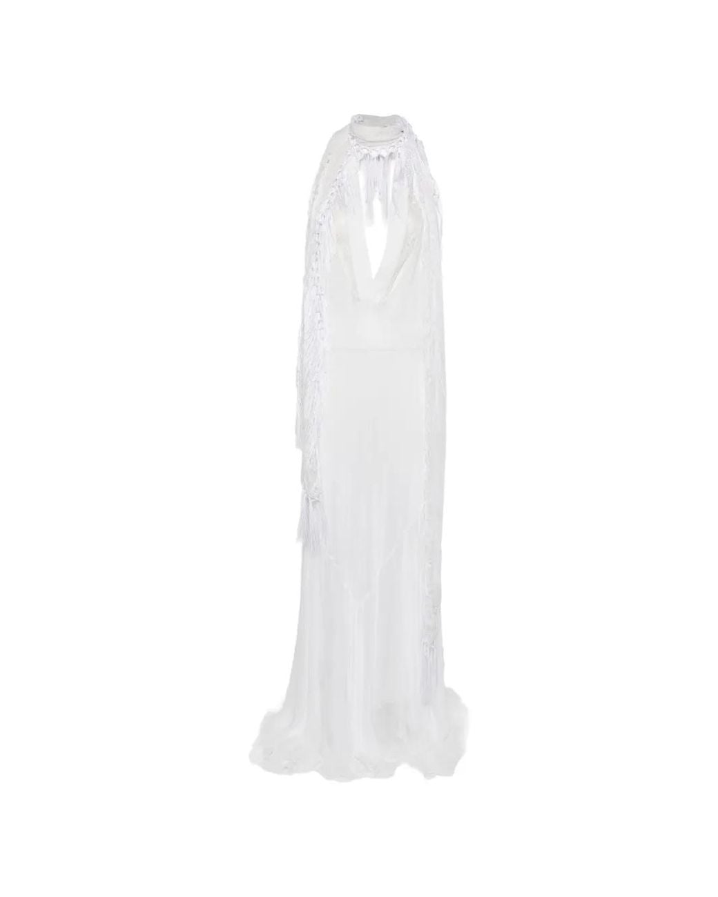 Blumarine White V-Neck Maxi Dress
