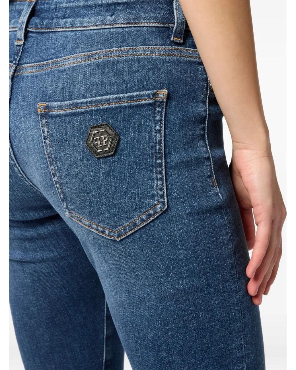 Philipp Plein Blue Belt-Loop Pocket Jeans