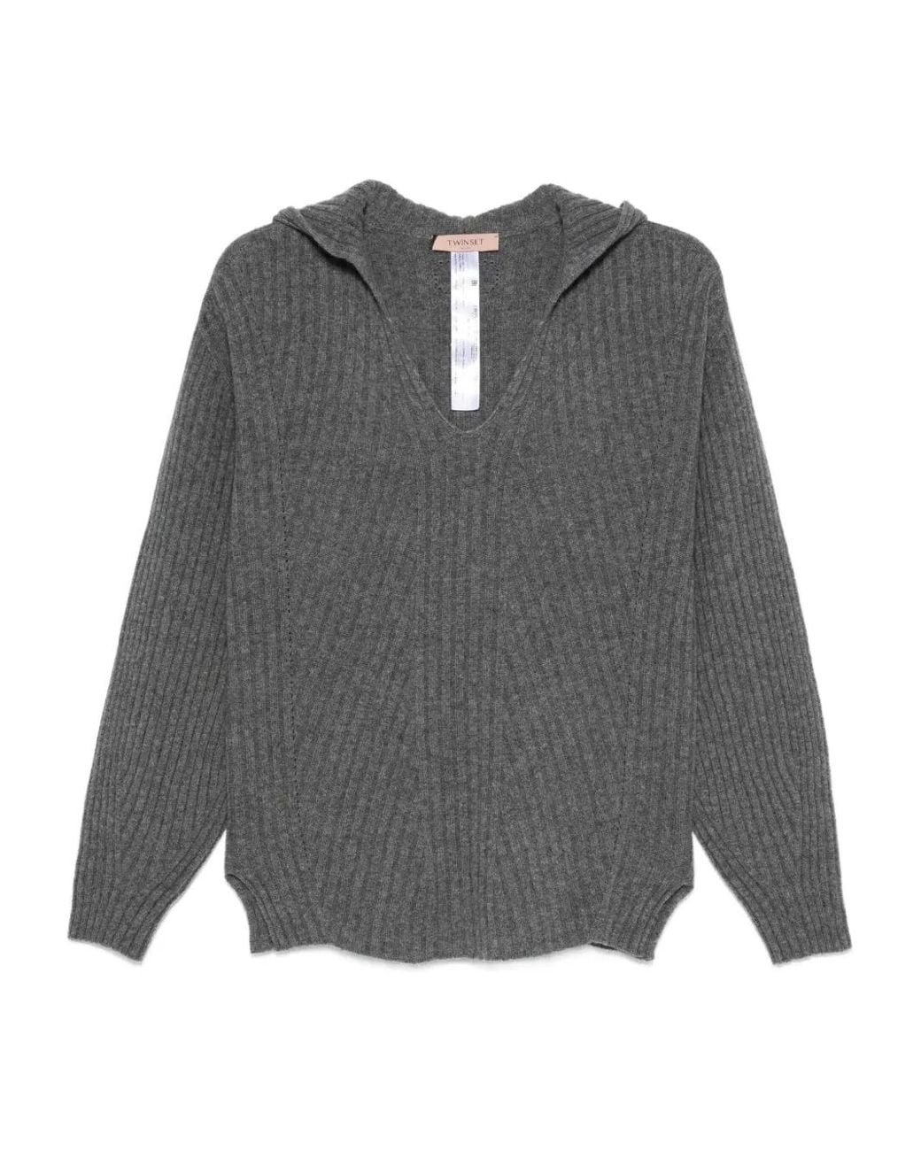 Twinset Gray Ribbed Jumper