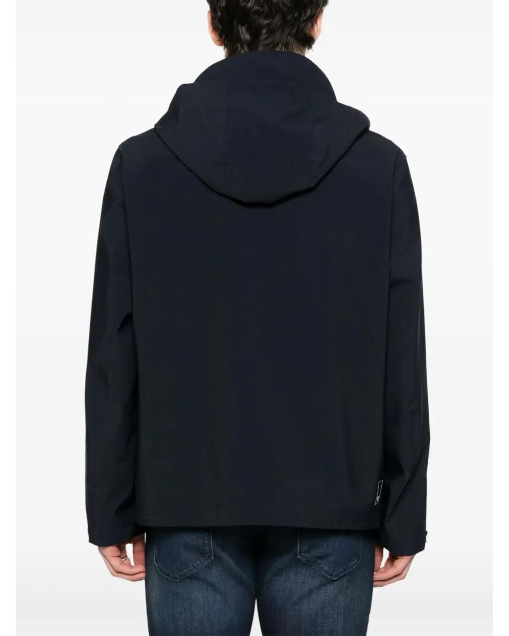 Emporio Armani Blue Nylon Hooded Jacket for men