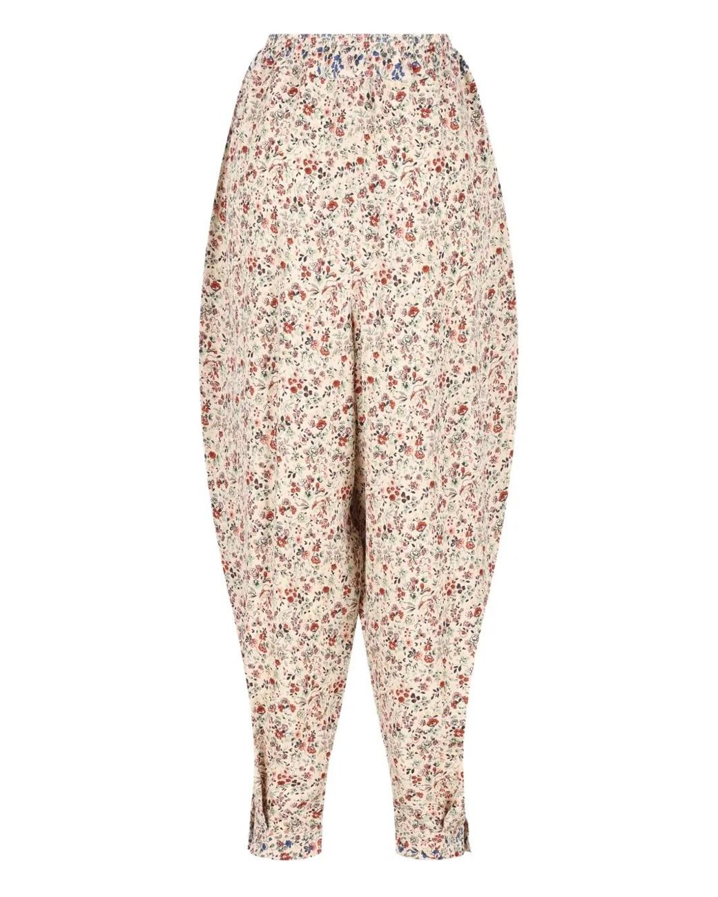 Loro Piana Natural Emon Floral-Print Pleated Trousers