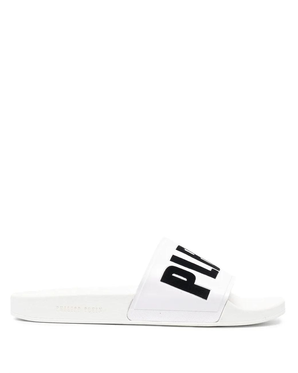Philipp Plein White Logo-Print Slides for men