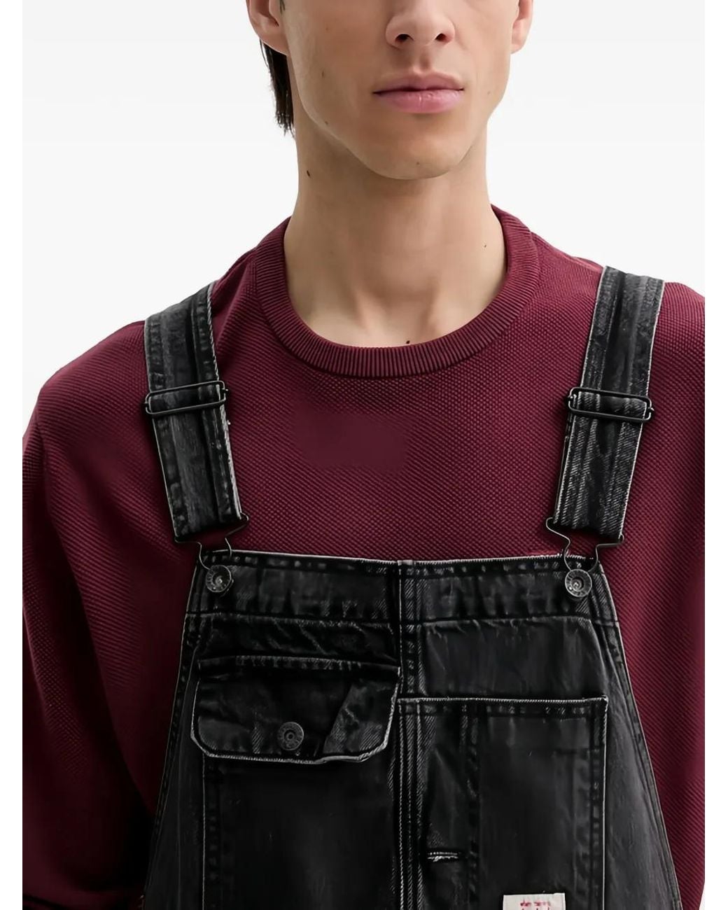 Levi's Black Patch-Pocket Denim Overalls for men