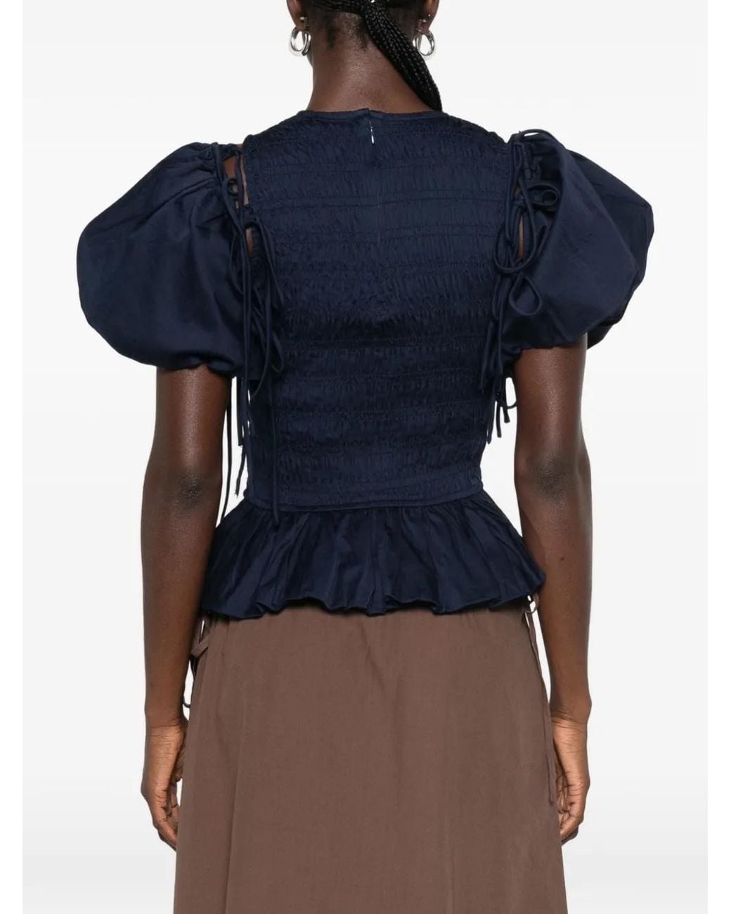 Damson Madder Blue Becca Shirred Peplum Blouse