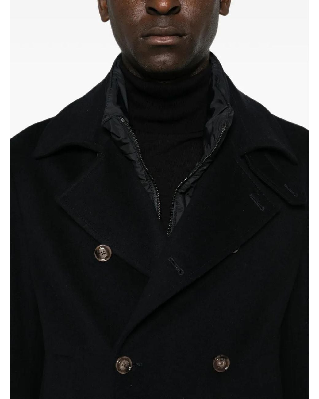 Barba Napoli Black Caban À Boutonnière Croisée for men