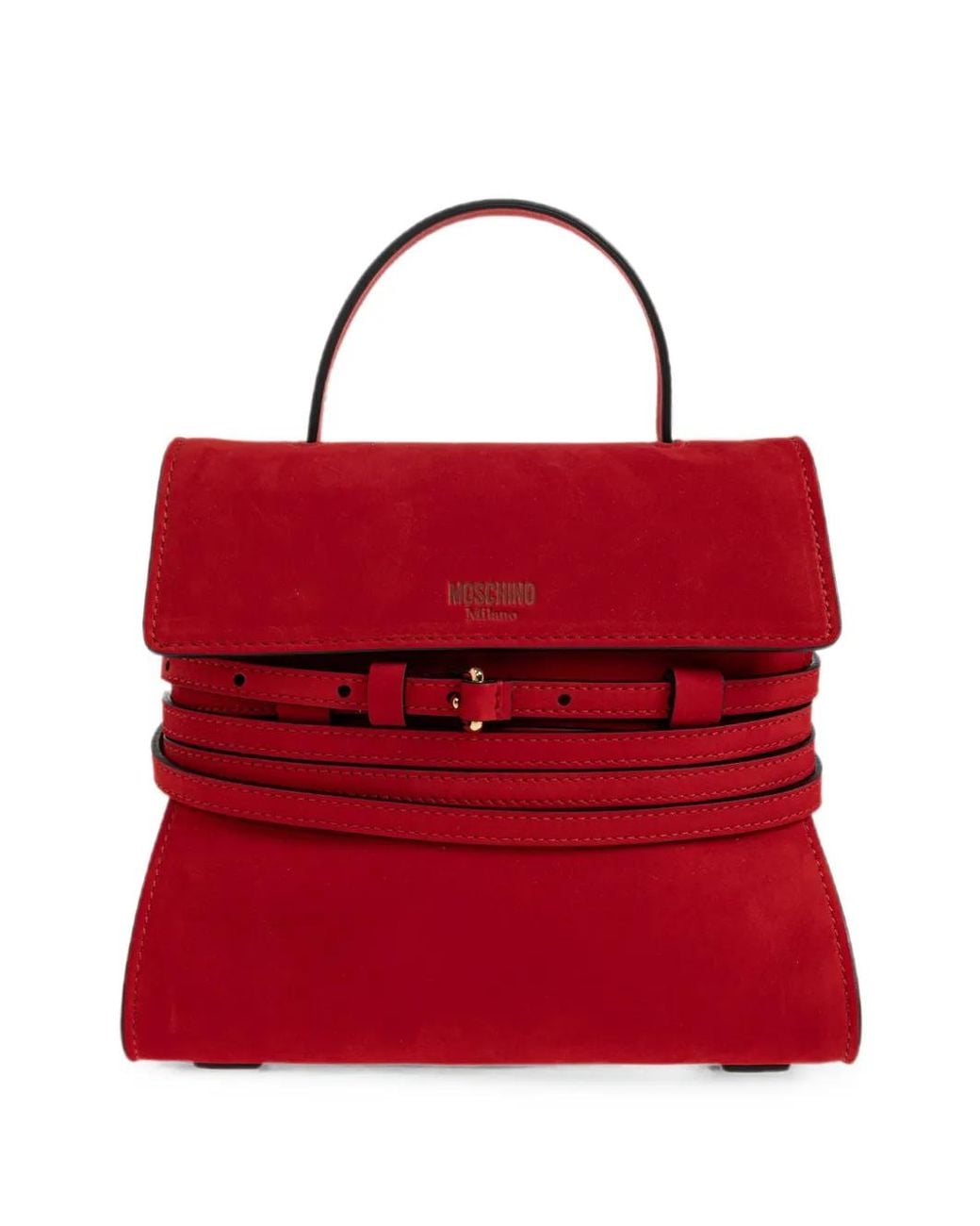 Moschino Red Tie Me Suede Tote Bag