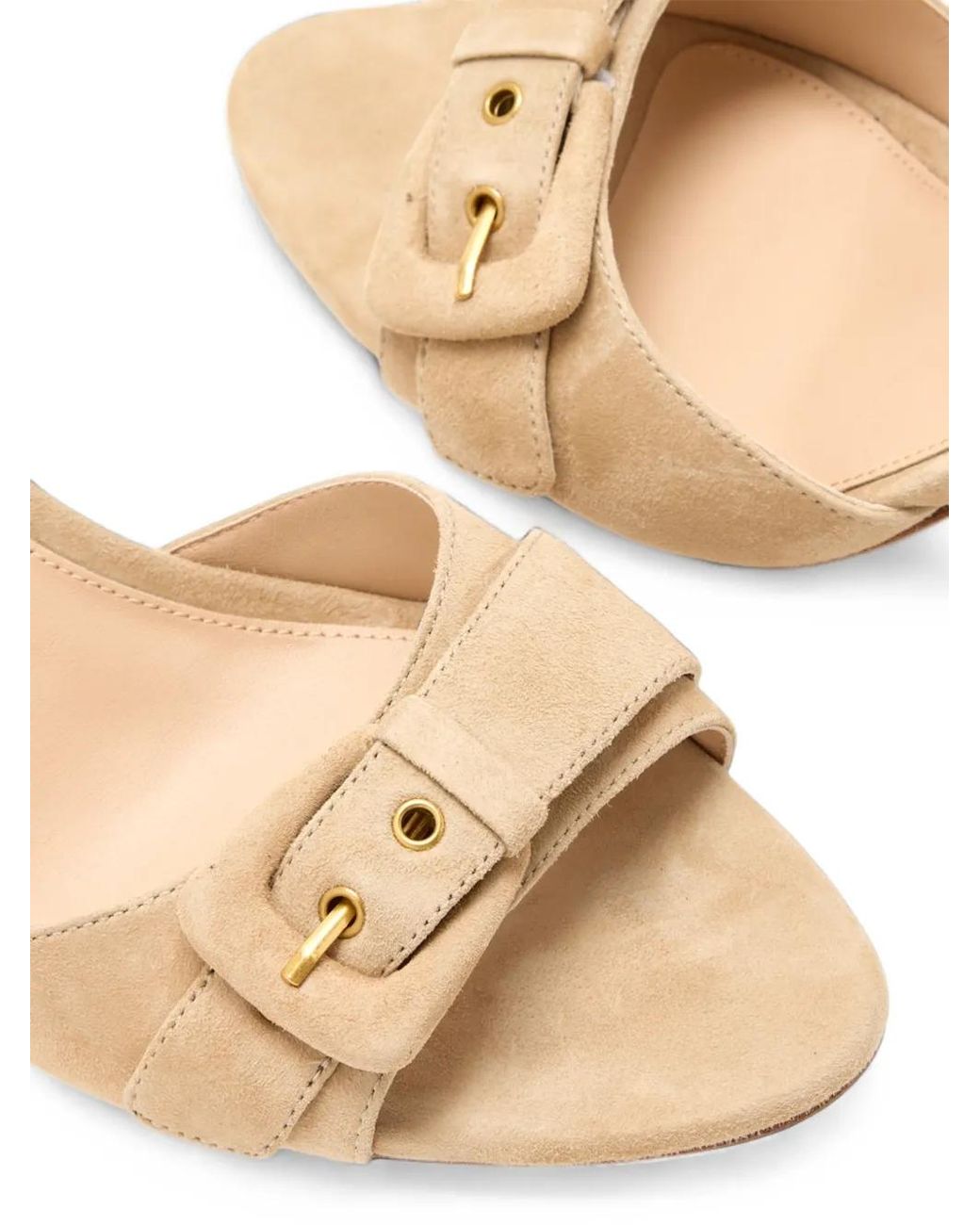 Veronica Beard Natural Tia Buckle-Detail Sandals