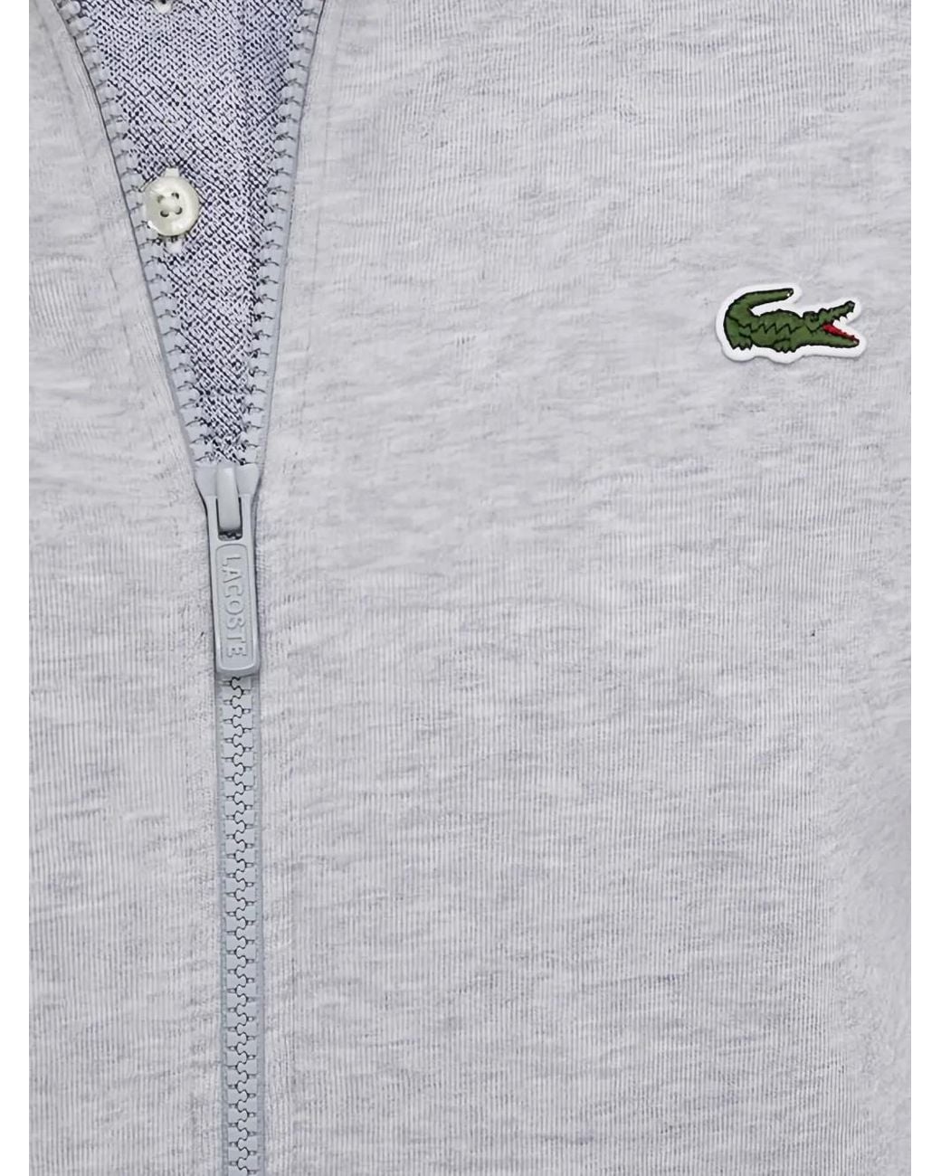 Lacoste Gray Zip-Up Collar Knitwear for men