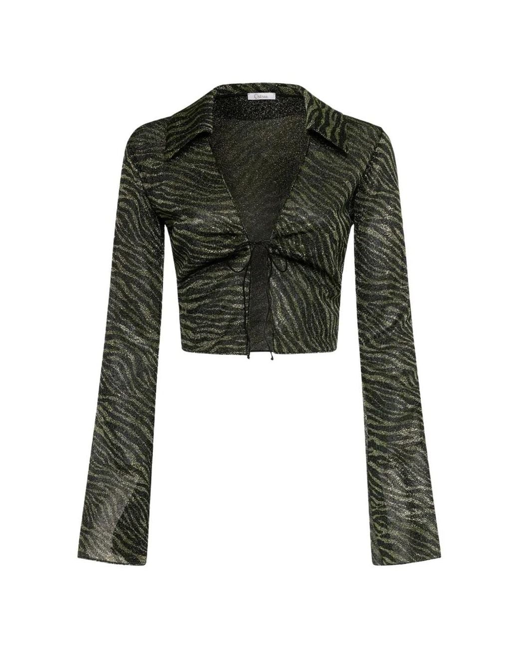 Oseree Green Animalier Slim-Fit Shirt