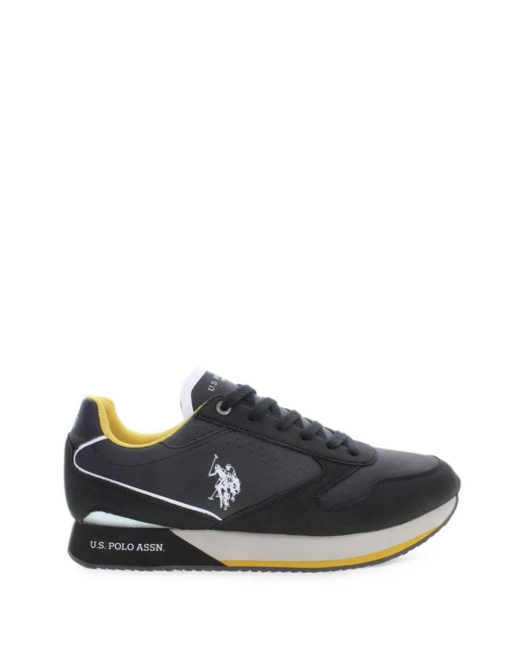 U.S. POLO ASSN. Black Logo-Embroidered Panelled Sneakers for men