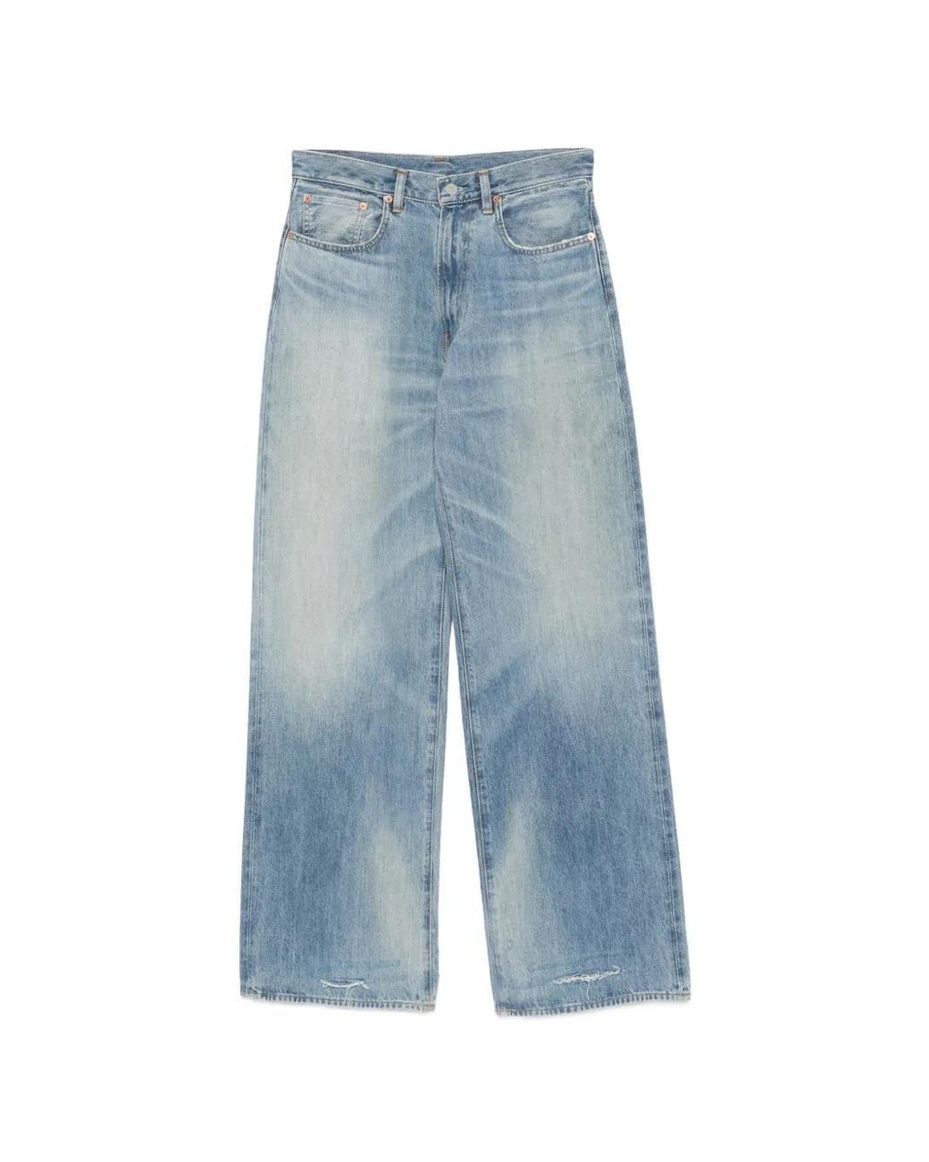Denimist Blue Frayed Cotton Jeans