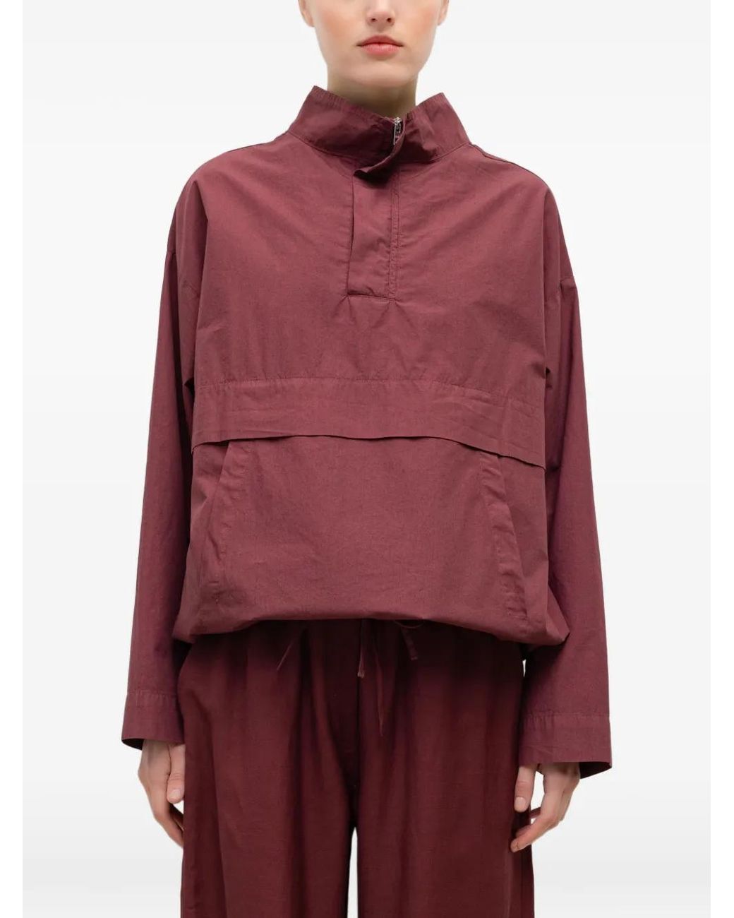 Leset Red Kyoto High-Neck Drawstring Jacket