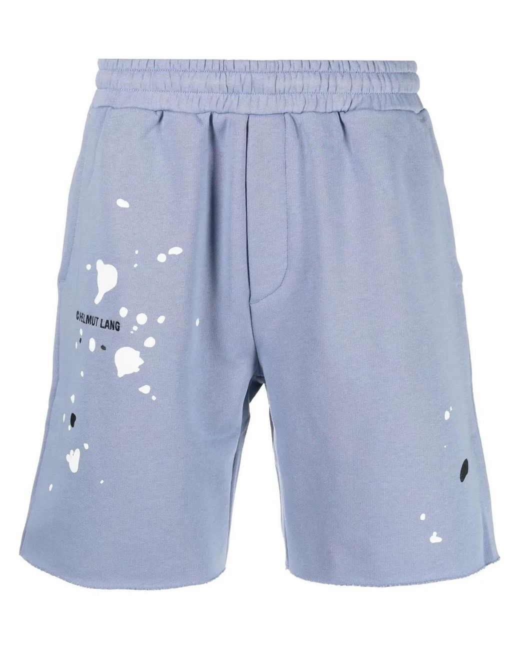 Helmut Lang Blue Embroidered-Logo Track Shorts for men