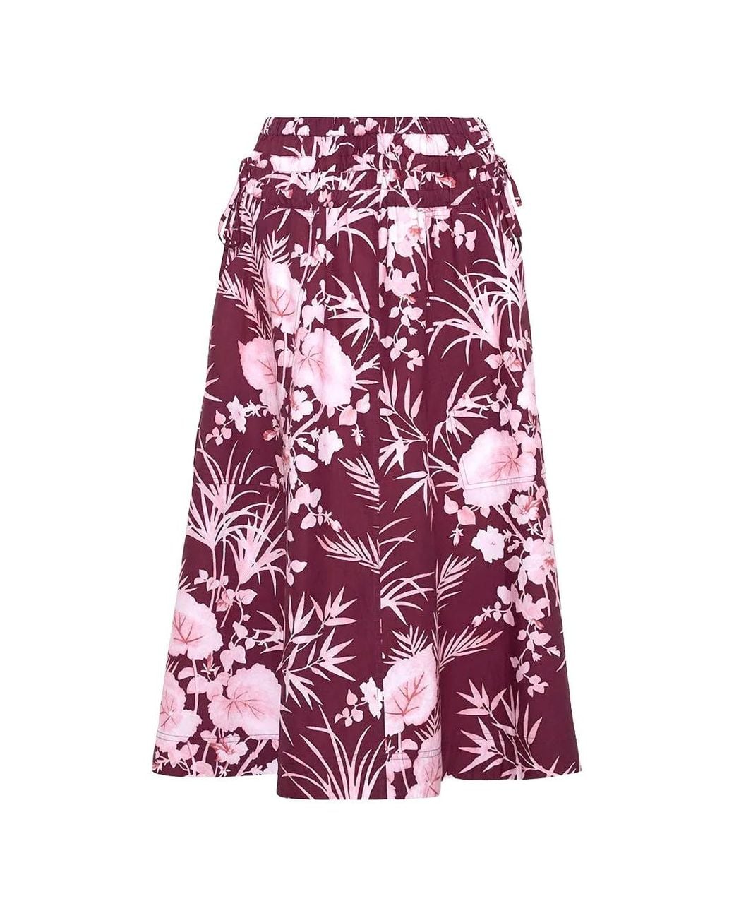 Cara Cara Purple Floral-Print Meret Midi Skirt