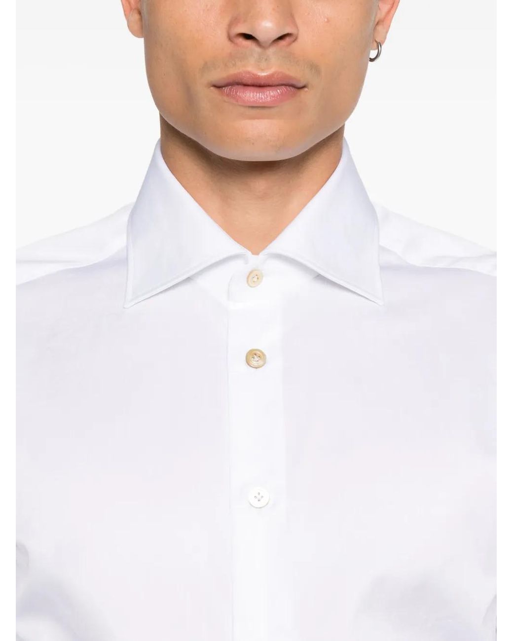 Kiton White Button-Down Shirt for men