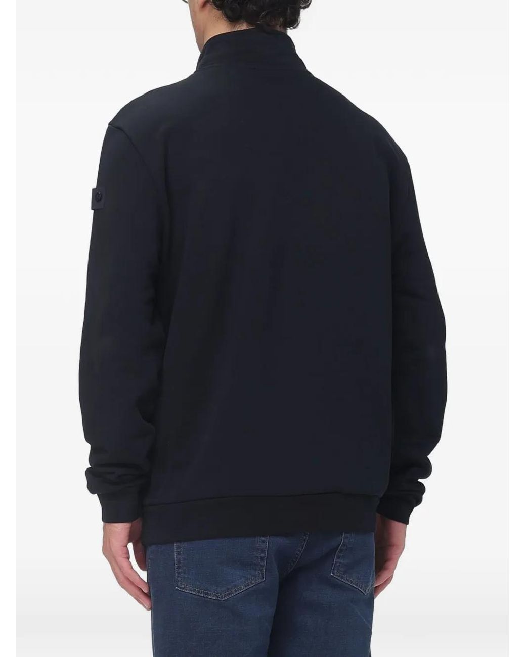 Peuterey Blue Quarter-Zip Logo-Patch Sweatshirt for men