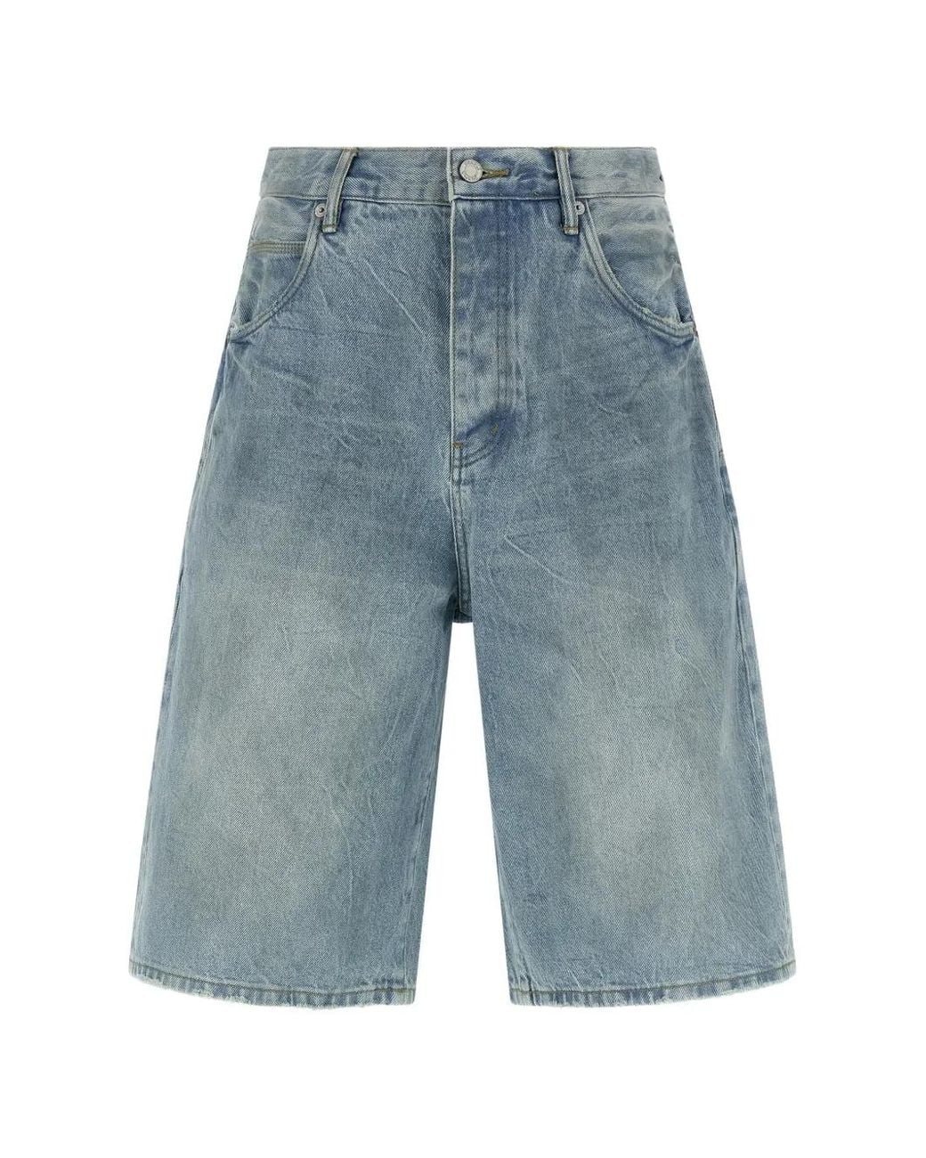 Purple Brand Blue Stone-Washed Bermuda Shorts for men