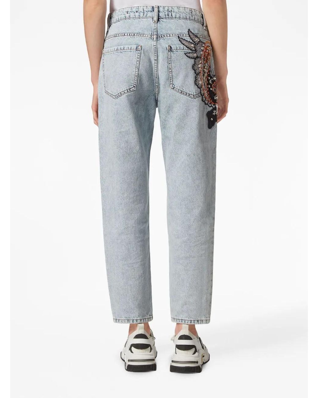 Philipp Plein Blue Appliqué-Detail Tapered Jeans
