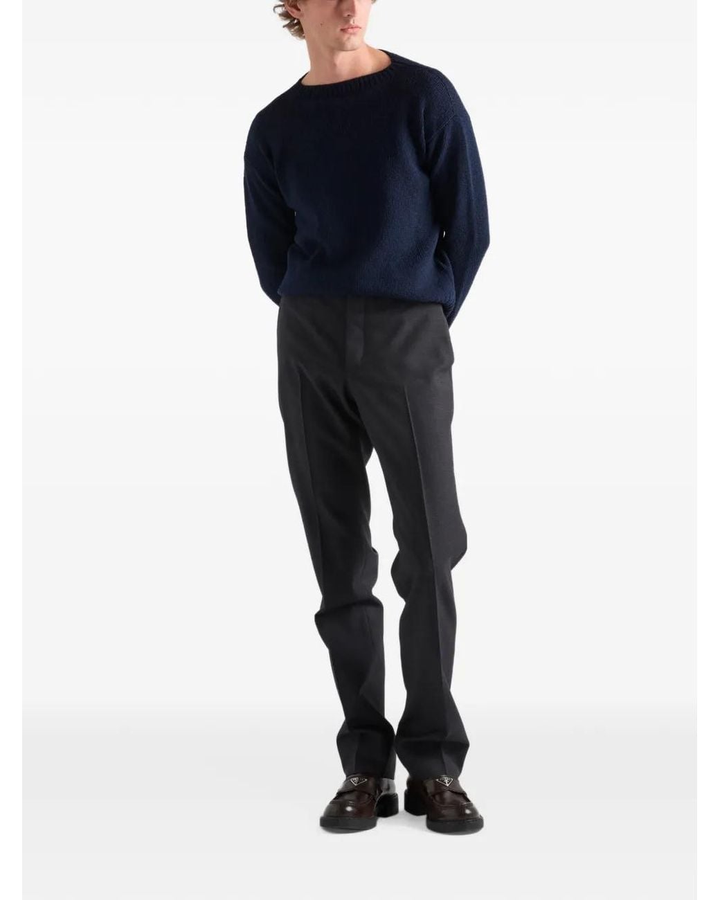Prada Blue Long-Sleeves Sweater for men