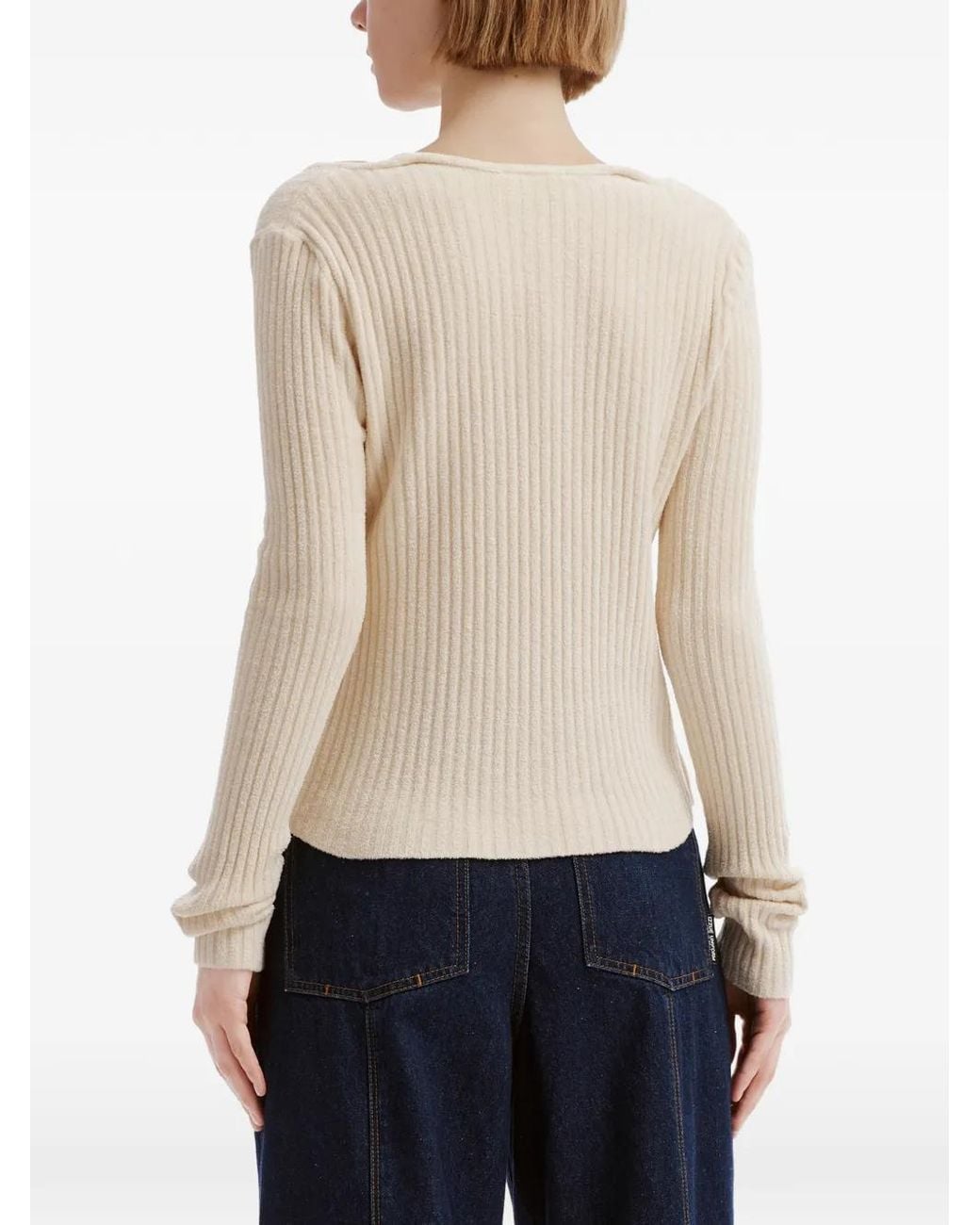 Izzue Natural Ribbed-Knit Layered-Effect Sweater
