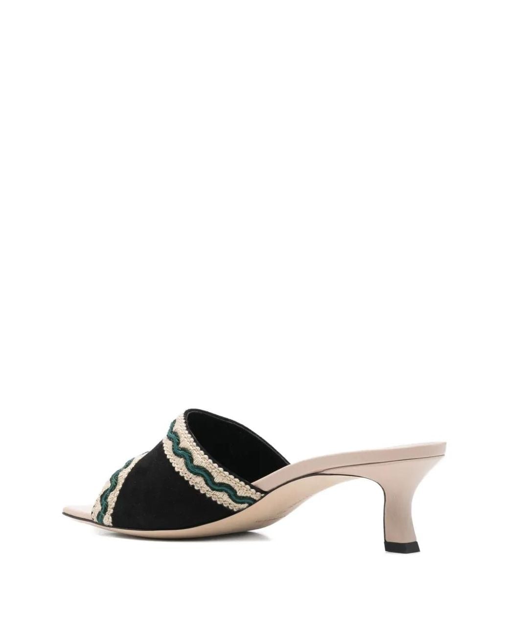 Manolo Blahnik Black 50Mm Marebis Embroidered Sandals