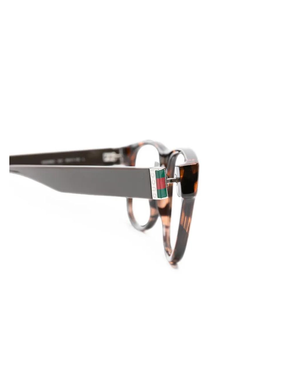 Gucci Brown Tortoiseshell-Effect Square-Frame Glasses