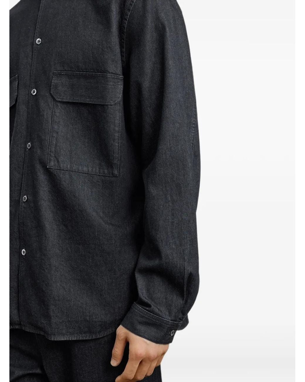 CROQUIS Blue Crew-Neck Flap-Pocket Shirt for men