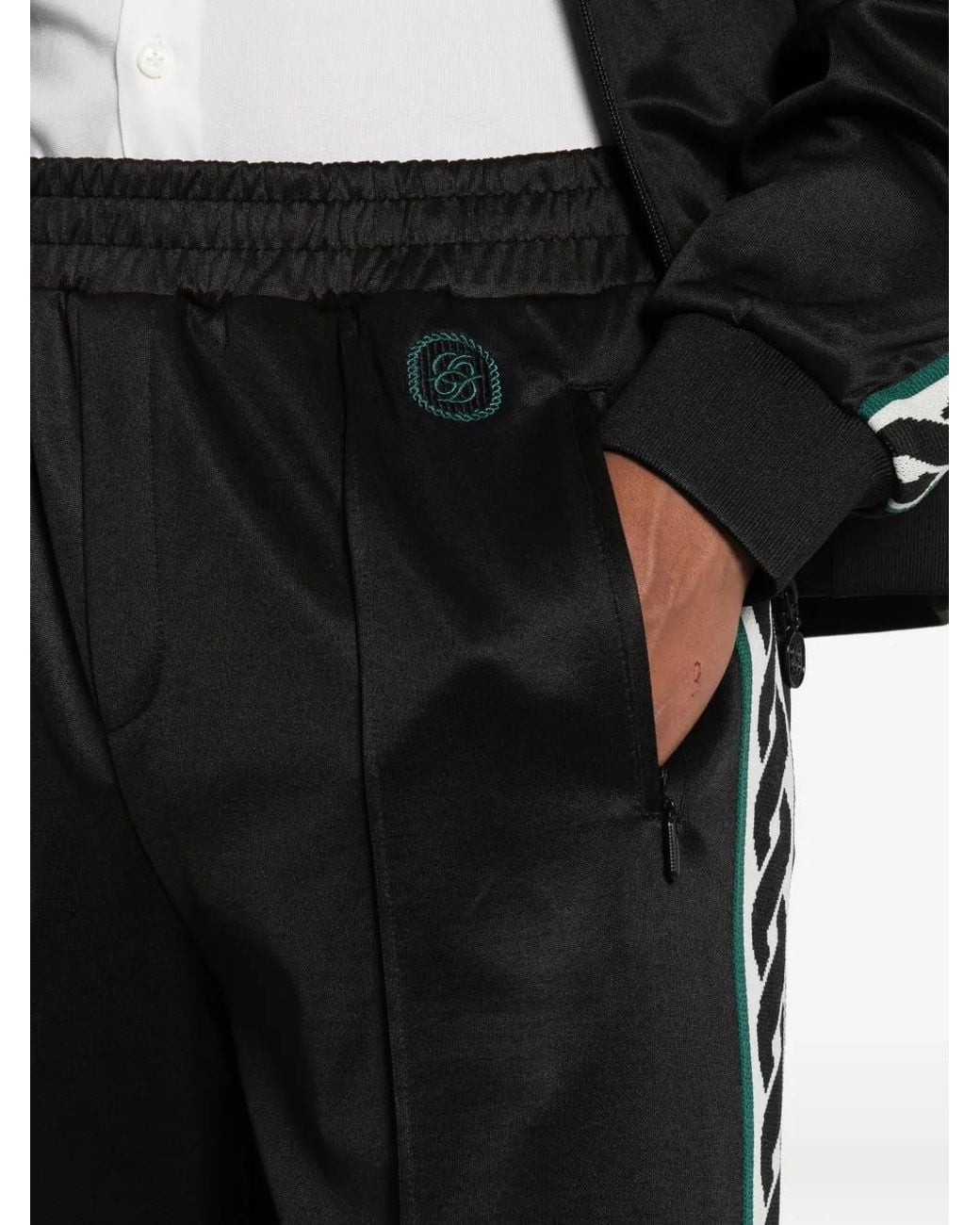 Drole de Monsieur Black Side-Stripe Track Pants for men