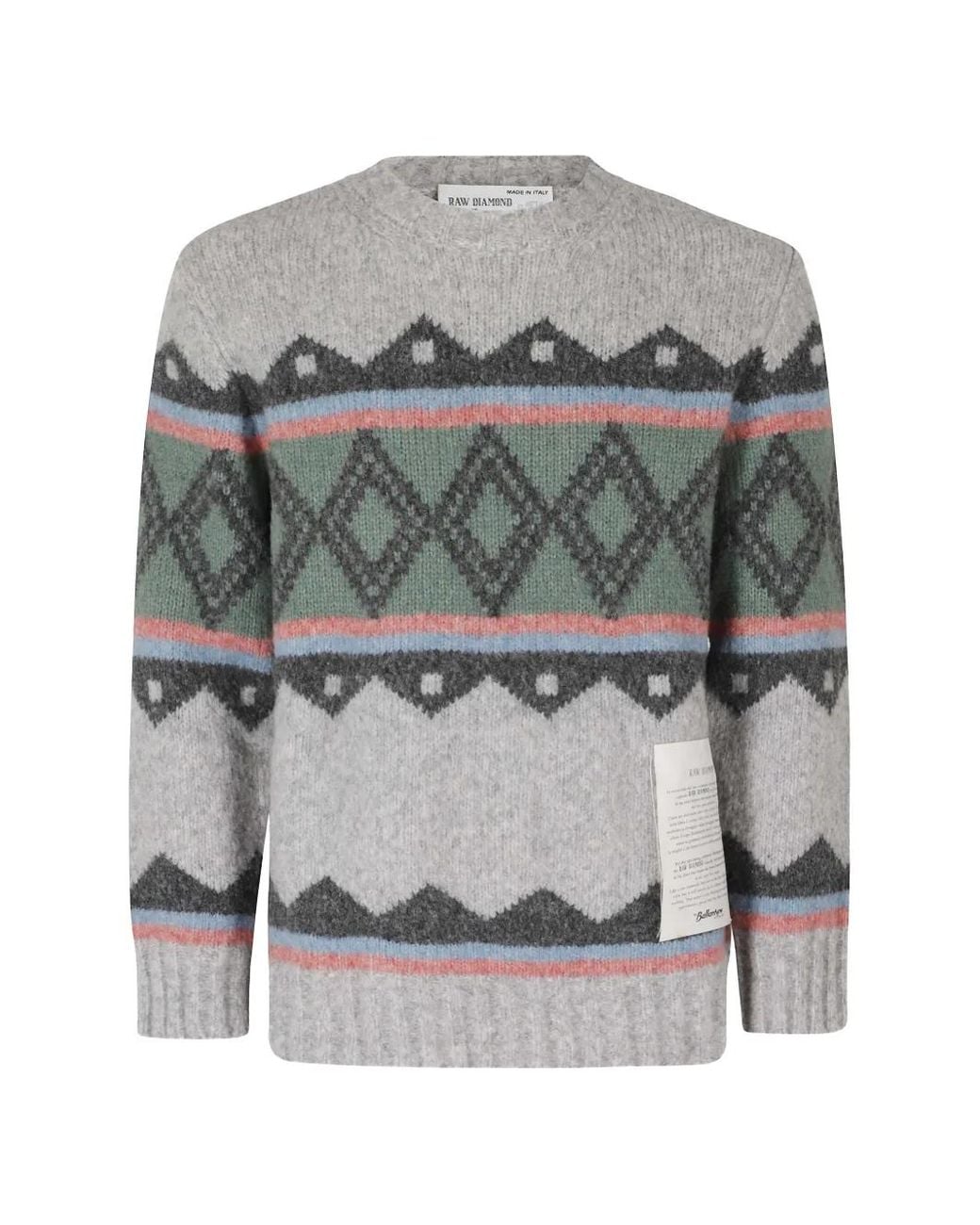 Ballantyne Gray Fair Isle Knit Sweater for men