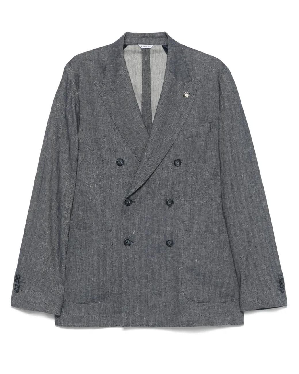 Manuel Ritz Gray Double-Breasted Blazer for men