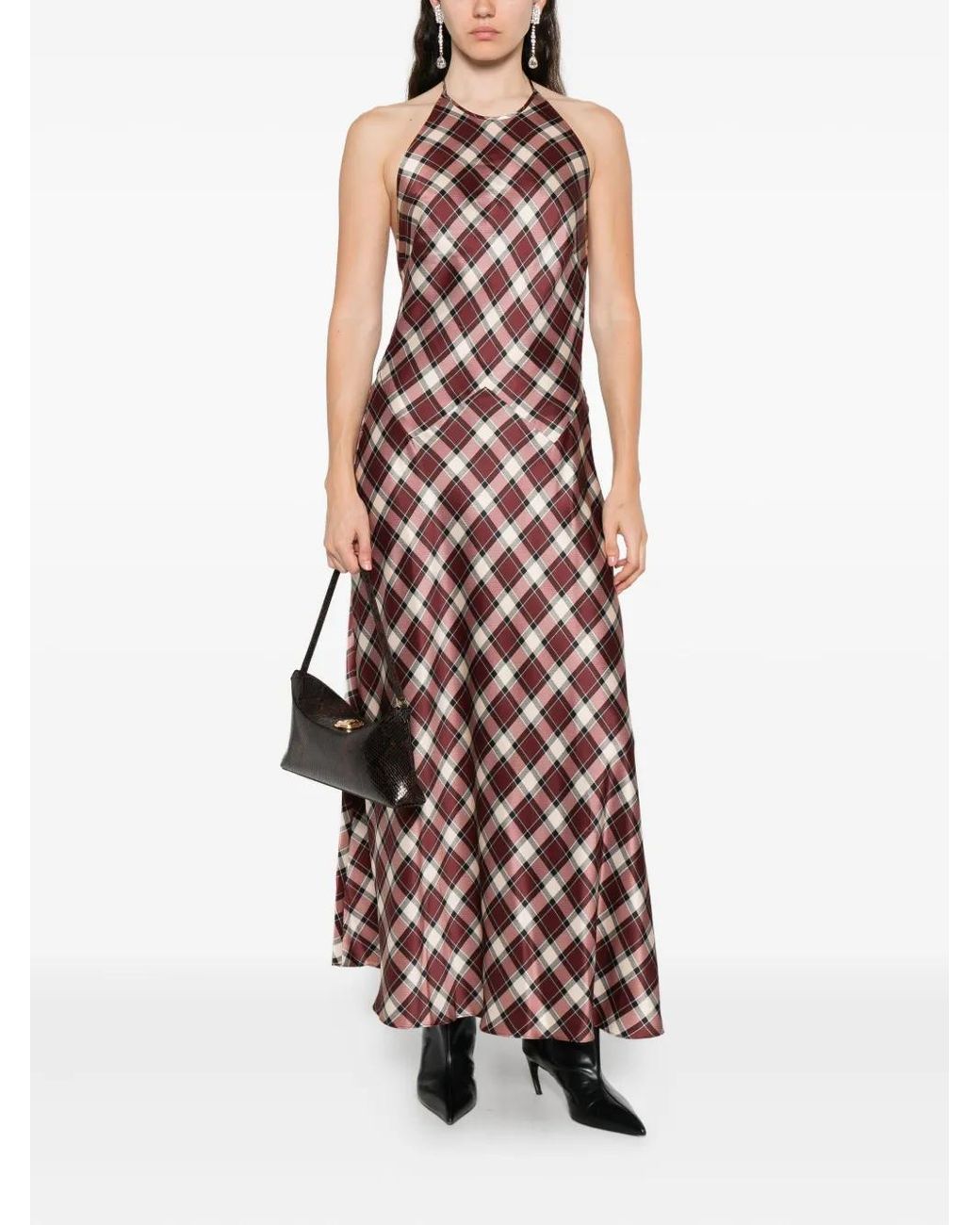 Doen Maxime Checked Maxi Dress in Purple | Lyst
