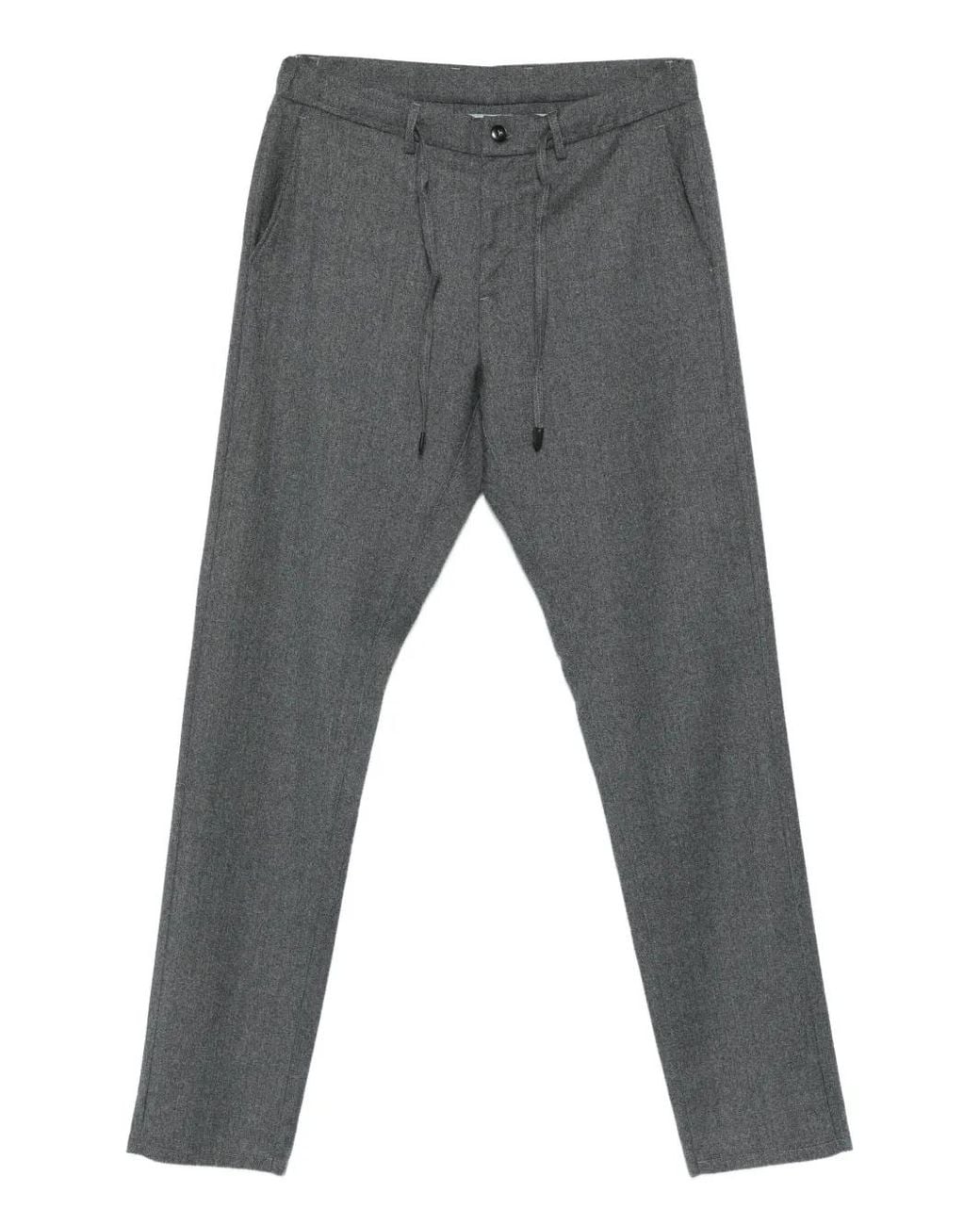 Canali Gray Drawstring Wool Trousers for men