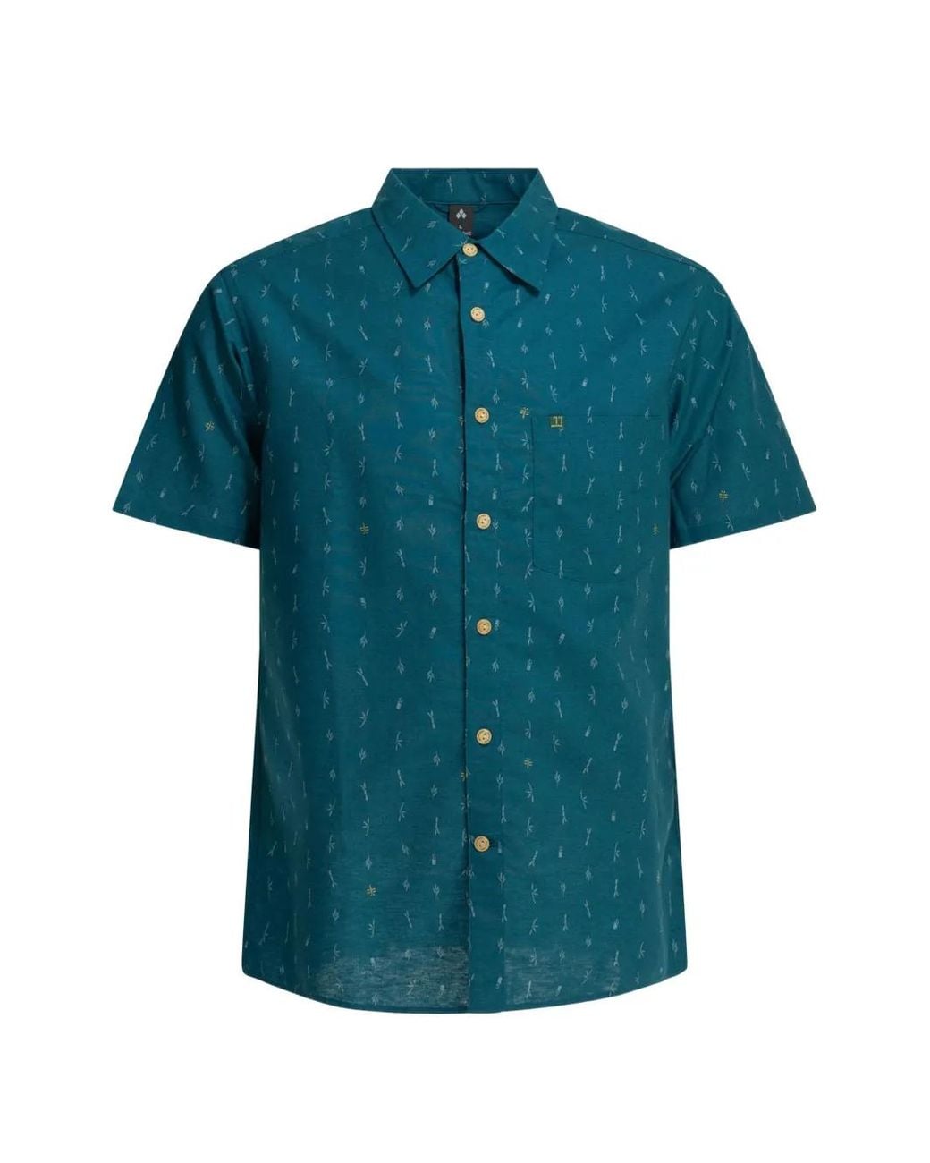 Montbell Blue Bamboo-Print Short-Sleeve Shirt for men