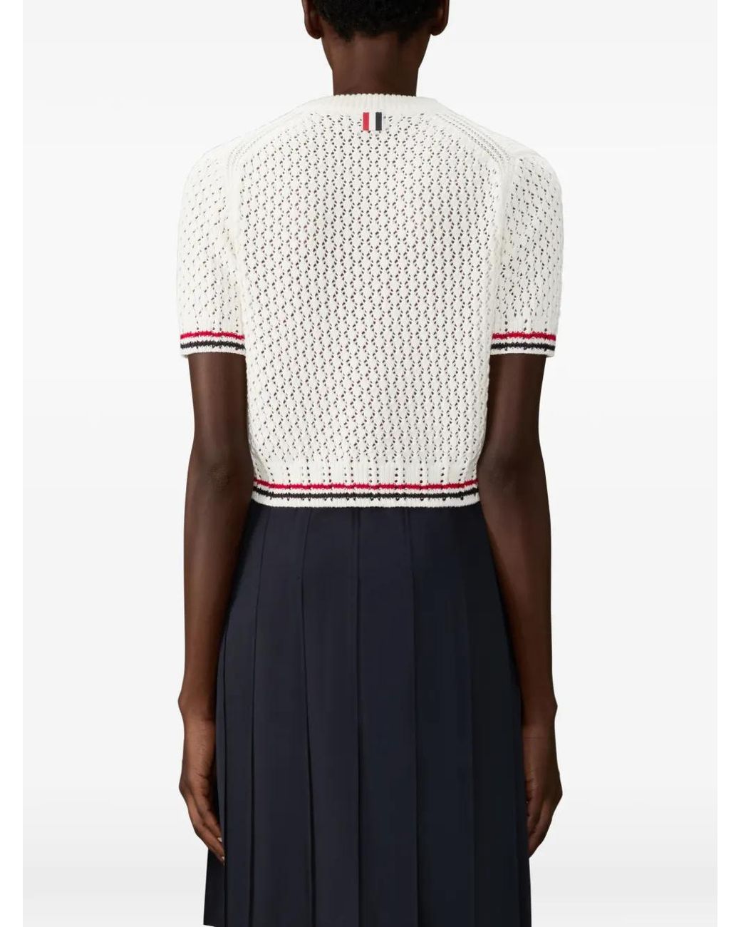 Thom Browne White Hector T-Shirt With Openwork Design
