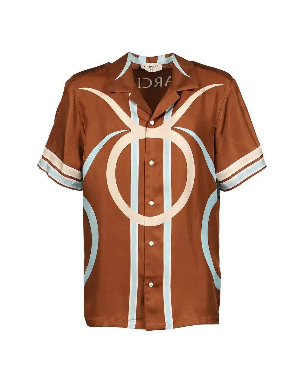 Garcia Brown Logo-Print Silk Bowling Shirt for men