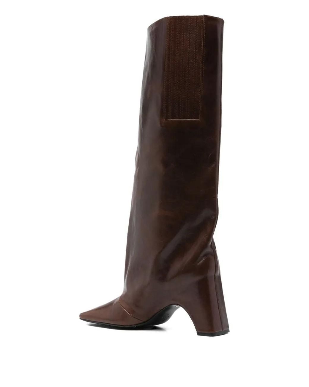 Coperni White Brown 'bridget' High Boots In Leather