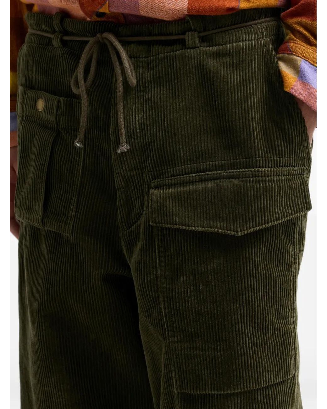Barbour Green Corduroy Drawstring Trousers for men