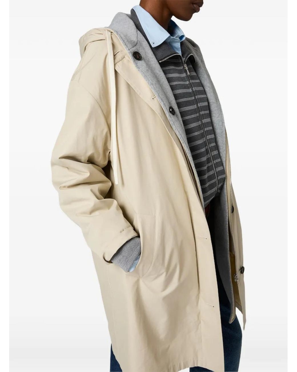 Miu Miu Natural Single-Breasted Panama Cotton And Fleece Caban Jacket