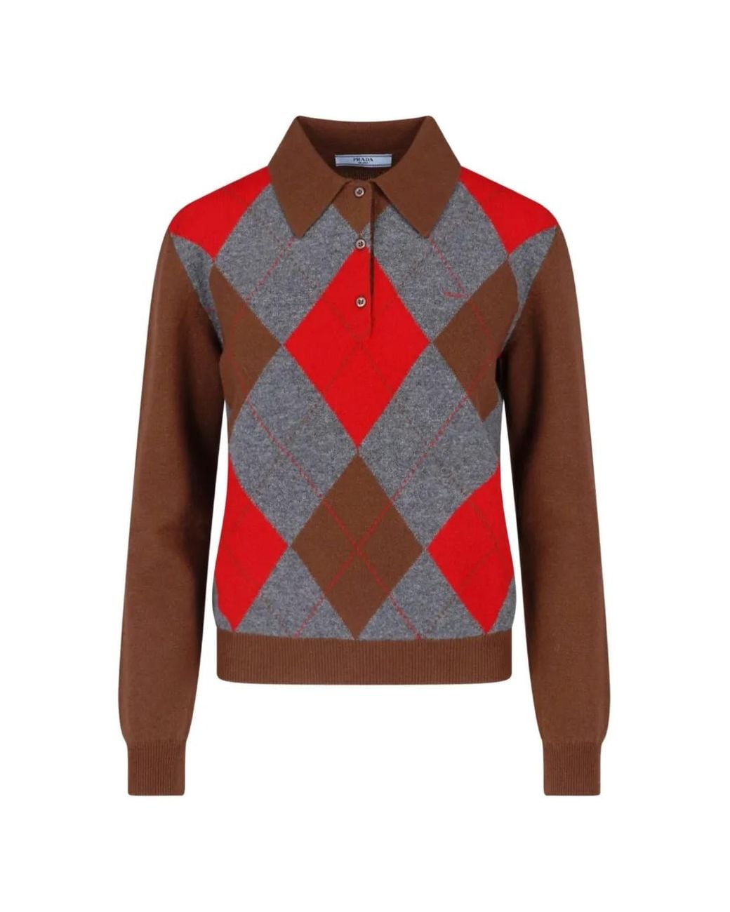 Pull En Cachemire À Losanges Prada en coloris Red