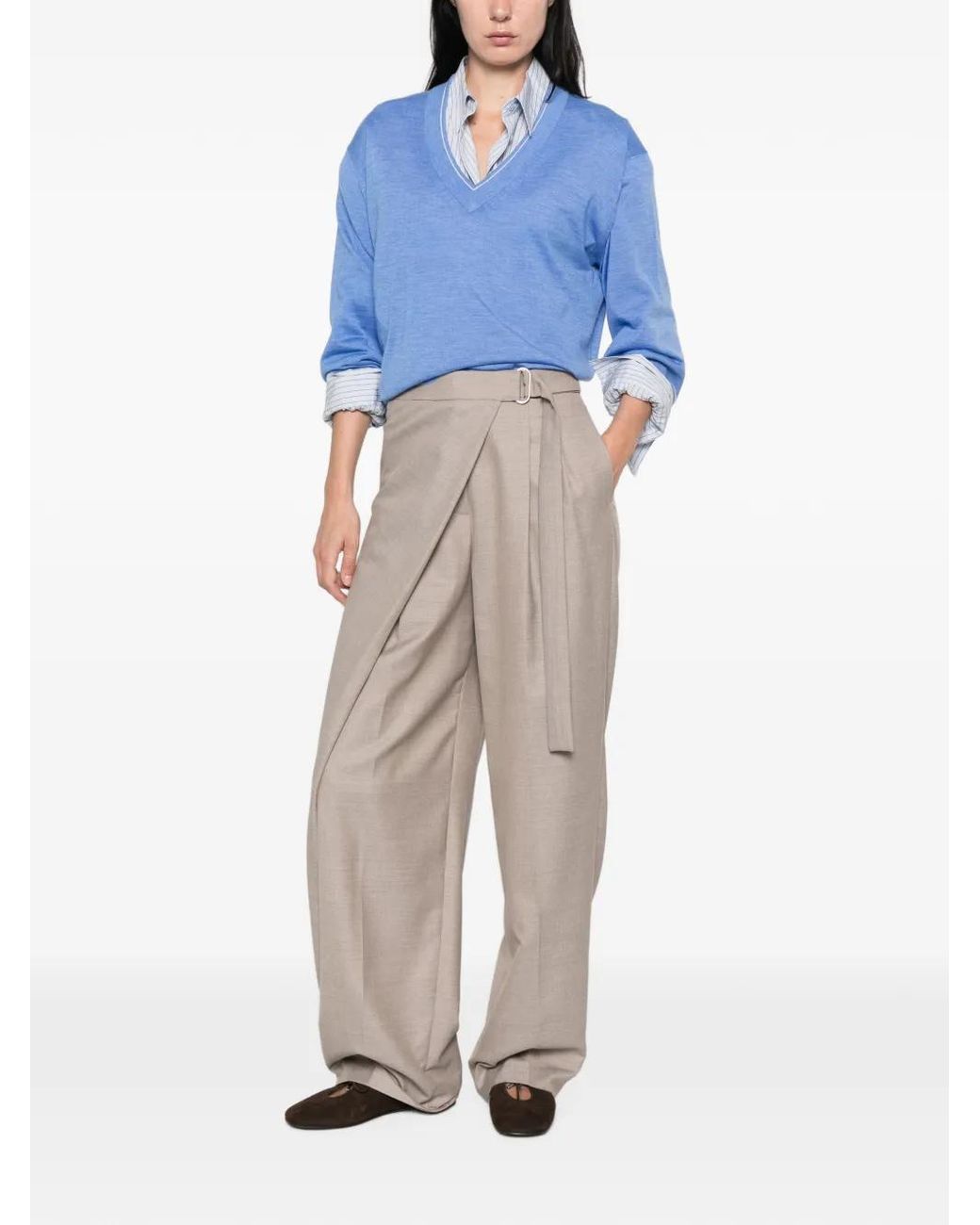 Rossi White Ilon Wrap-Front Trousers